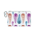 Pen Peacock Colors Colored Pattern Canvas Cosmetic Bag (Small)