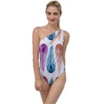 Pen Peacock Colors Colored Pattern To One Side Swimsuit