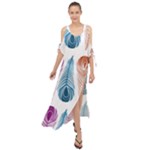 Pen Peacock Colors Colored Pattern Maxi Chiffon Cover Up Dress