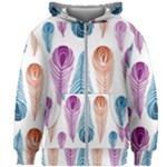 Pen Peacock Colors Colored Pattern Kids  Zipper Hoodie Without Drawstring