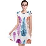 Pen Peacock Colors Colored Pattern Tie Up Tunic Dress
