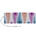 Pen Peacock Colors Colored Pattern Roll Up Canvas Pencil Holder (M)