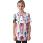 Pen Peacock Colors Colored Pattern Fold Over Open Sleeve Top