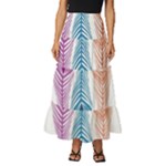 Pen Peacock Colors Colored Pattern Tiered Ruffle Maxi Skirt