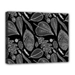 Leaves Flora Black White Nature Canvas 14  x 11  (Stretched)