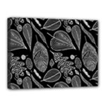 Leaves Flora Black White Nature Canvas 16  x 12  (Stretched)