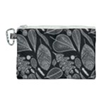 Leaves Flora Black White Nature Canvas Cosmetic Bag (Large)