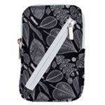 Leaves Flora Black White Nature Belt Pouch Bag (Small)