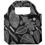 Leaves Flora Black White Nature Foldable Grocery Recycle Bag