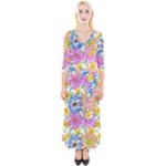 Bloom Flora Pattern Printing Quarter Sleeve Wrap Maxi Dress