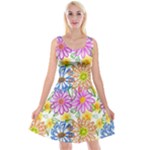 Bloom Flora Pattern Printing Reversible Velvet Sleeveless Dress