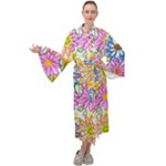 Bloom Flora Pattern Printing Maxi Velvet Kimono