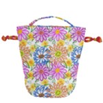 Bloom Flora Pattern Printing Drawstring Bucket Bag