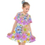 Bloom Flora Pattern Printing Kids  Short Sleeve Shirt Dress