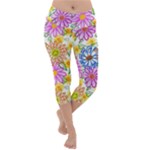 Bloom Flora Pattern Printing Lightweight Velour Capri Yoga Leggings