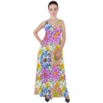 Bloom Flora Pattern Printing Empire Waist Velour Maxi Dress