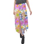 Bloom Flora Pattern Printing Velour Split Maxi Skirt