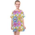 Bloom Flora Pattern Printing Kids  One Piece Chiffon Dress