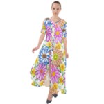 Bloom Flora Pattern Printing Waist Tie Boho Maxi Dress
