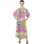 Bloom Flora Pattern Printing V-Neck Boho Style Maxi Dress