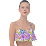 Bloom Flora Pattern Printing Frill Bikini Top
