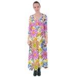 Bloom Flora Pattern Printing Button Up Maxi Dress