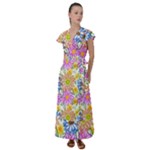 Bloom Flora Pattern Printing Flutter Sleeve Maxi Dress