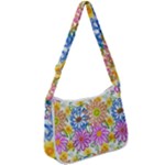 Bloom Flora Pattern Printing Zip Up Shoulder Bag