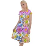 Bloom Flora Pattern Printing Classic Short Sleeve Dress