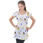 Pattern-fruit-apples-green Puff Sleeve Tunic Top