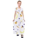 Pattern-fruit-apples-green Kids  Short Sleeve Maxi Dress