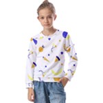 Pattern-fruit-apples-green Kids  Long Sleeve T-Shirt with Frill 