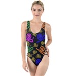 Pattern-repetition-snail-blue High Leg Strappy Swimsuit