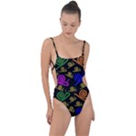 Pattern-repetition-snail-blue Tie Strap One Piece Swimsuit