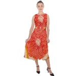Grapefruit-fruit-background-food Midi Tie-Back Chiffon Dress