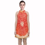 Grapefruit-fruit-background-food Velvet Halter Neckline Dress 