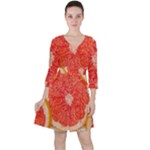 Grapefruit-fruit-background-food Quarter Sleeve Ruffle Waist Dress