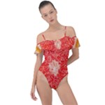 Grapefruit-fruit-background-food Frill Detail One Piece Swimsuit