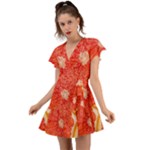 Grapefruit-fruit-background-food Flutter Sleeve Wrap Dress