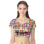 Pattern-repetition-bars-colors Short Sleeve Crop Top