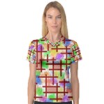 Pattern-repetition-bars-colors V-Neck Sport Mesh T-Shirt