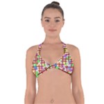 Pattern-repetition-bars-colors Halter Neck Bikini Top