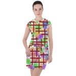 Pattern-repetition-bars-colors Drawstring Hooded Dress