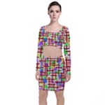 Pattern-repetition-bars-colors Top and Skirt Sets