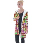 Pattern-repetition-bars-colors Longline Hooded Cardigan