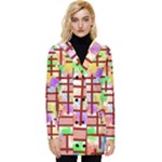 Pattern-repetition-bars-colors Button Up Hooded Coat 