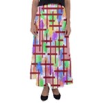 Pattern-repetition-bars-colors Flared Maxi Skirt