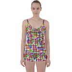 Pattern-repetition-bars-colors Tie Front Two Piece Tankini