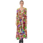 Pattern-repetition-bars-colors Button Up Boho Maxi Dress