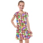 Pattern-repetition-bars-colors Kids  Cross Web Dress